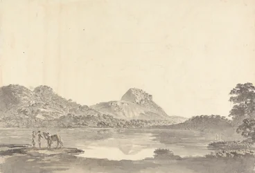 Figuras junto a un lago