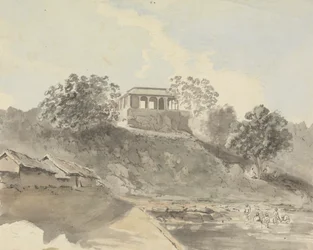 Escena fluvial con edificios