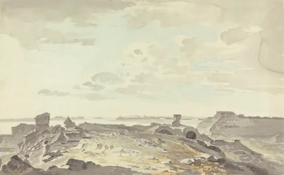 Fuerte en ruinas a orillas de un río