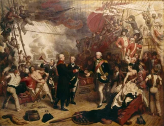 El almirante Duncan recibe la espada del almirante holandés de Winter en la batalla de Camperdown