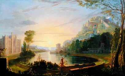 Paisaje alegórico mostrando la Universidad de Nueva York, Washington Square, Nueva York