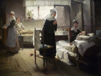 Evangeline descubriendo a su prometido en el hospital