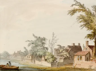 Un pueblo junto a un lago