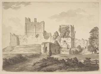 Vista en tinta china del castillo de Prudhoe, en la parroquia de Ovingham (tinta china sobre papel)