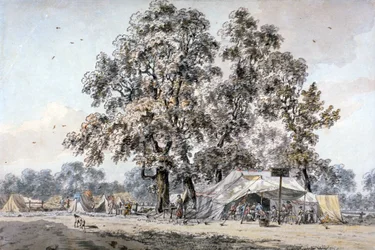 Campamento militar en Hyde Park, Londres, c1780
