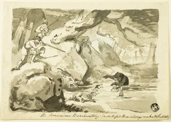Caza de osos en América del Norte (recto); Concha (verso)