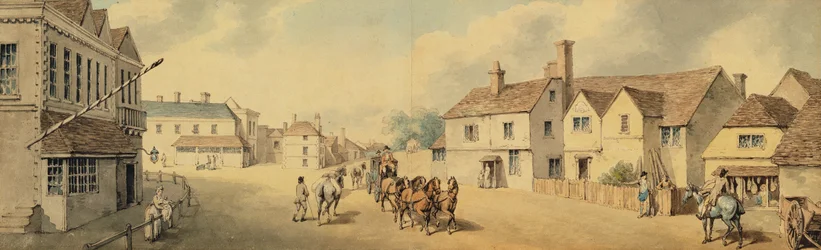 Un carruaje y cuatro pasando por Chippenham, Wiltshire