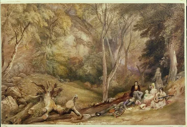 Una fiesta de dibujo en Leigh Woods, c.1830