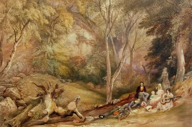 Una fiesta de dibujo en Leigh Woods, c. 1830