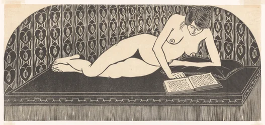 Lectura (Acostado desnudo, leyendo un libro)