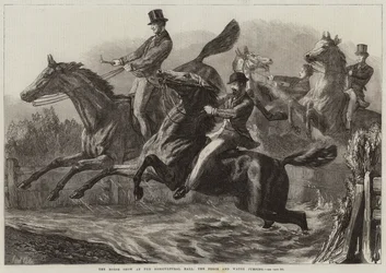 El espectáculo ecuestre en el Salón Agrícola, el salto de valla y agua