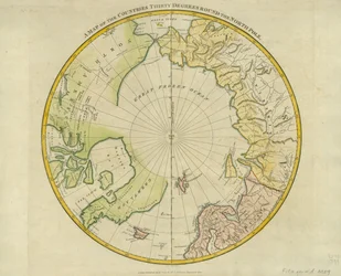 Mapa de los países a treinta grados alrededor del Polo Norte, de 