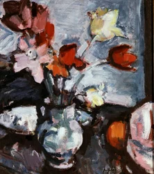 Naturaleza muerta con tulipanes. Pintura de Samuel John Peploe (1871-1935) Colección privada.