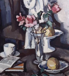 Naturaleza muerta con rosas rojas, c.1931 (óleo sobre lienzo)