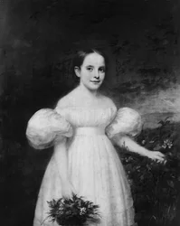 Retrato de una niña con flores, ca. 1835