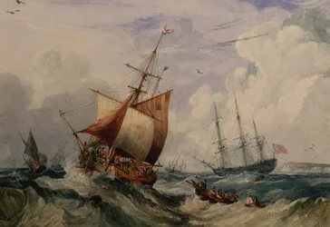 Un barco pesquero francés en un oleaje frente a Dover