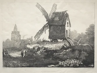 A Series of Ancient Buildings and Rural Cottages in the North of England:  At Crowland, Windmill