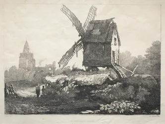 Una serie de edificios antiguos y cabañas rurales en el norte de Inglaterra: En Crowland, Molino de viento, 182