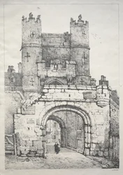 A Series of Ancient Buildings and Rural Cottages in the North of England:  At York, Medieval Gate