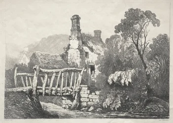 Una serie de edificios antiguos y cabañas rurales en el norte de Inglaterra: Cerca de Byland, 1821