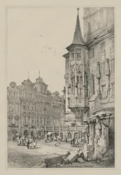 Facsímiles de bocetos realizados en Flandes y Alemania: Ayuntamiento, Praga, 1833
