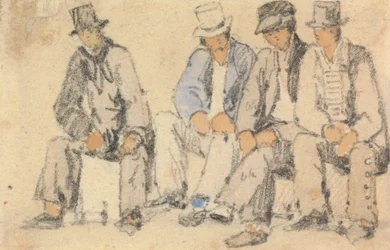Grupo de cuatro hombres sentados