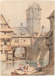 Lavanderas frente a la Torre de Agua, Núremberg
