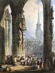 Escena desde un pórtico de iglesia