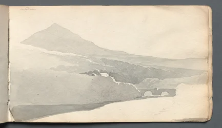 Cuaderno de bocetos: "Paisaje montañoso con puente"