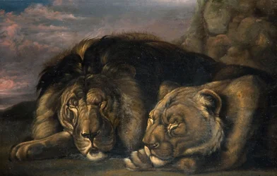 León y leona durmiendo, 1823-1830