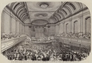 Su Alteza Real el Príncipe Consorte dando el discurso inaugural a la Asociación Británica en el Nuevo Salón de Música, Aberdeen