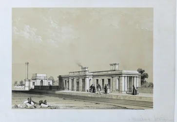 Masborough Station c1840 (litografía tintada sobre papel)