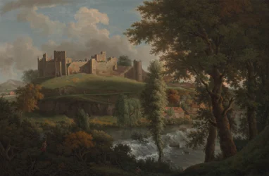 Castillo de Ludlow con Dinham Weir, desde el suroeste