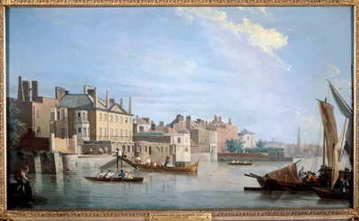 El Támesis con Montagu House, desde cerca del Puente de Westminster, Londres