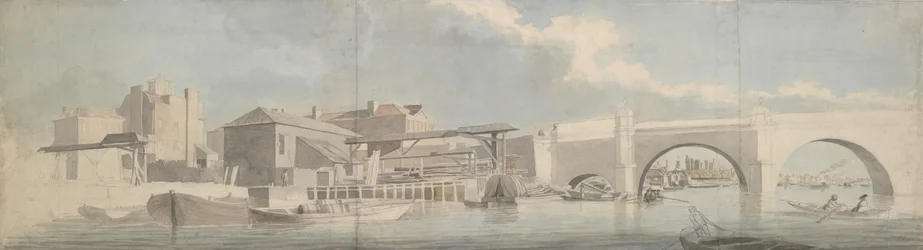 Puente de Westminster, el lado de Surrey, ca. 1750