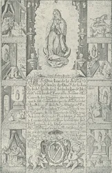 Indulgencia por la donación de limosnas para la construcción de una iglesia al..., 1608, facsímil 1930-40.