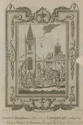 Eduardo el Príncipe Negro conduciendo a su prisionero el Rey de Francia por Londres