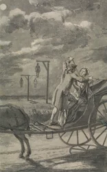 Asesinato en el carruaje (probablemente un diseño para The Tyburn Chronicle)
