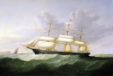 El buque "Palestine", a toda vela, con bandera de los Estados Unidos de América, construido en 1854, destinado al transporte de pasajeros en la línea transatlántica