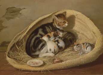 Gata con sus Gatitos en una Cesta, 1797