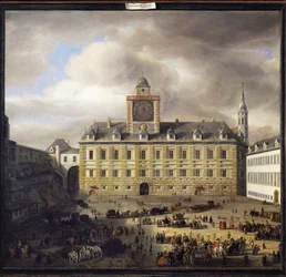 La Burgplatz interior de Viena (pintura sobre madera de roble)