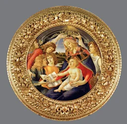 Coronación de la Virgen María con cinco ángeles