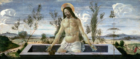 Panel de predela que representa la Resurrección, del retablo de San Bernabé