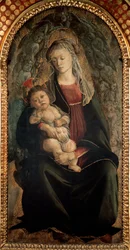 Virgen y Niño en gloria rodeados de ángeles serafines