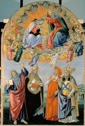 Coronación de la Virgen con cuatro santos