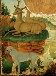 Paisaje con corzos y monos