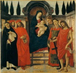María con niño y santos