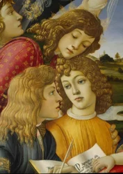 María con niño y cinco ángeles