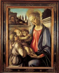 María con niño y dos ángeles