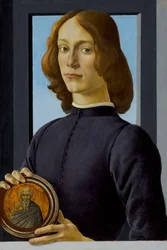 Retrato de un joven con un medallón en la mano
